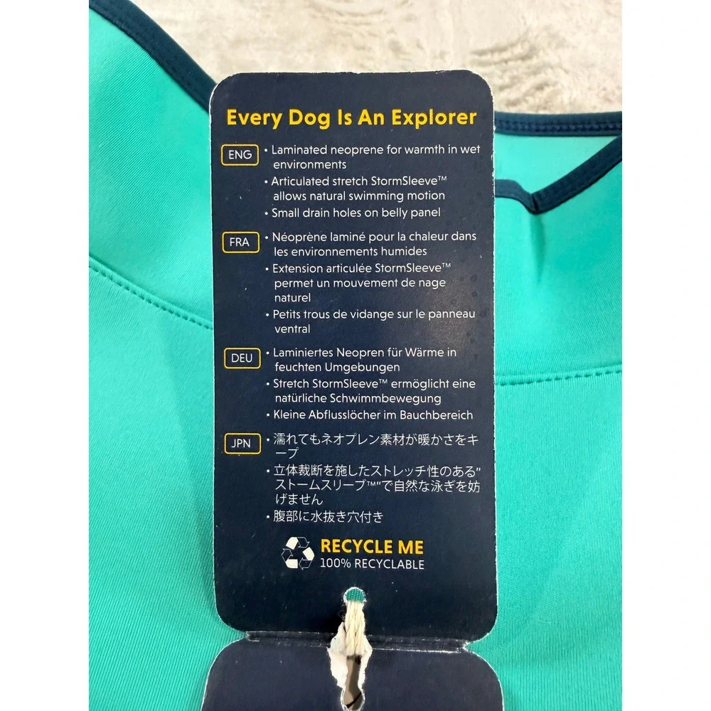 NWT Ruffwear Dog Water Jacket Undercoat Neoprene Teal Blue XL